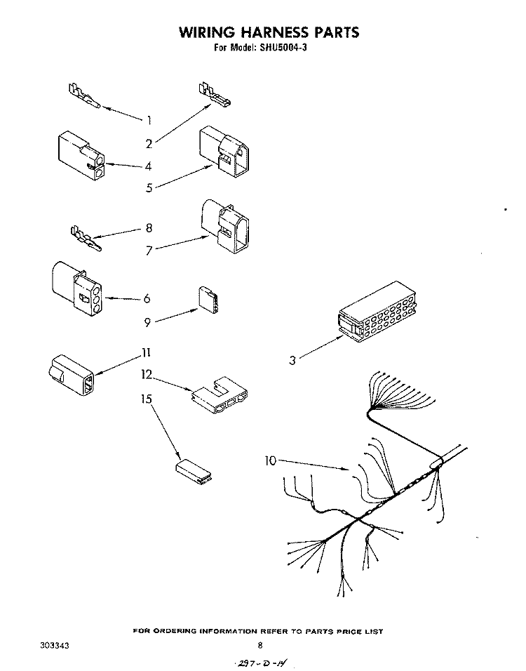 WIRING HARNESS Diagram and Parts List for SHU50043  Whirlpool Dishwasher