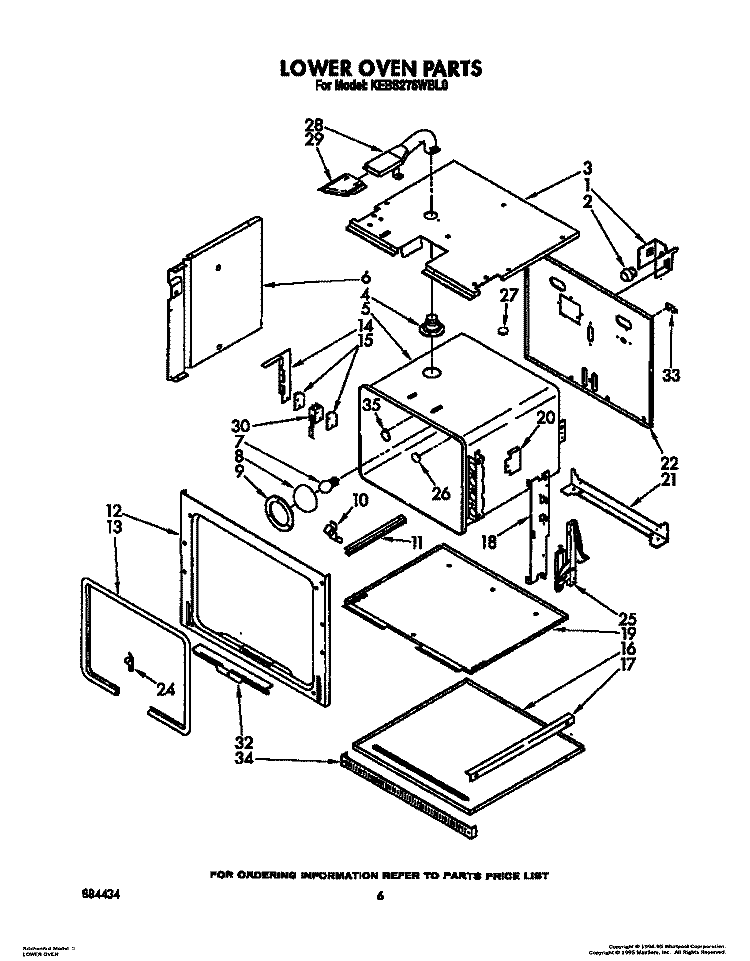 LOWER OVEN Diagram and Parts List for KEBS276WBL0  KitchenAid Wall Oven
