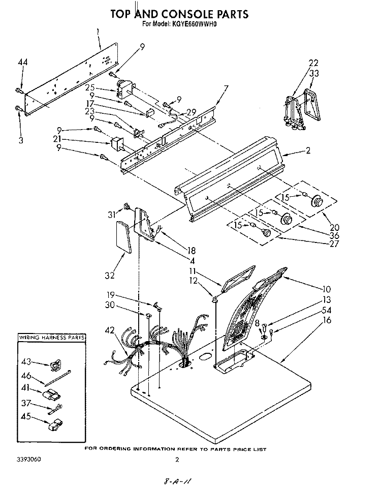 TOP AND CONSOLE , LITERATURE AND OPTIONAL Diagram and Parts List for KGYE660WWH0  KitchenAid Dryer