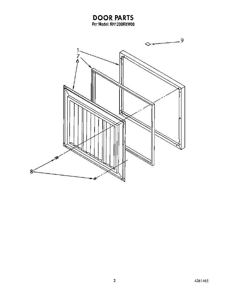 SECTION Diagram and Parts List for RH1200RXW00  Roper Freezer