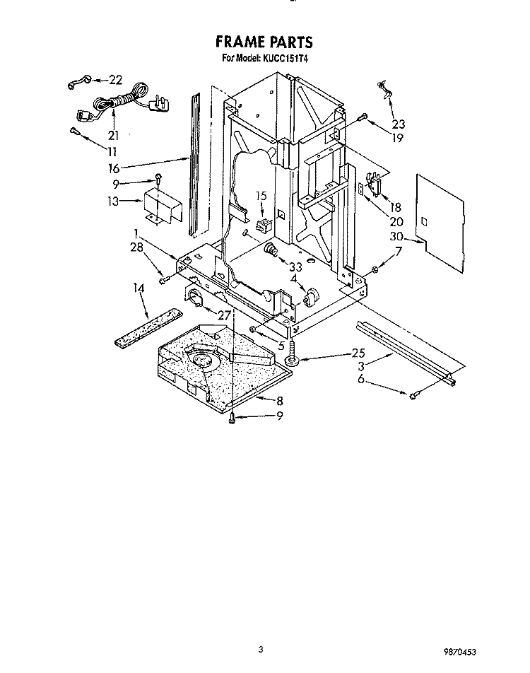 FRAME Diagram and Parts List for KUCC151T4  KitchenAid Trash Compactor