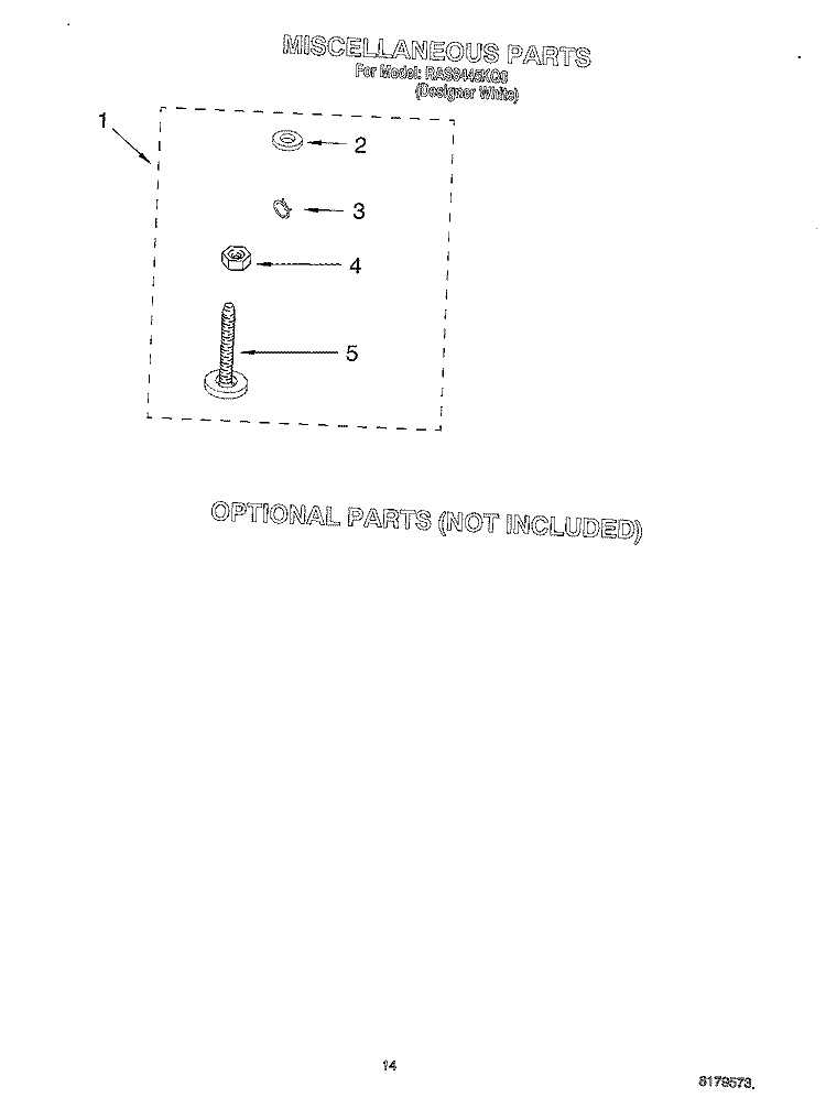 MISCELLANEOUS, OPTIONAL Diagram and Parts List for RAS8445KQ0  Roper Washer