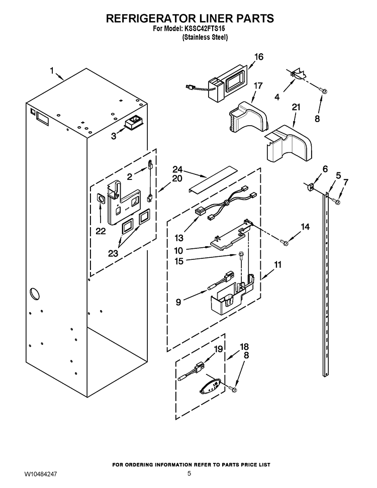 REFRIGERATOR LINER PARTS Diagram and Parts List for KSSC42FTS15  KitchenAid Refrigerator