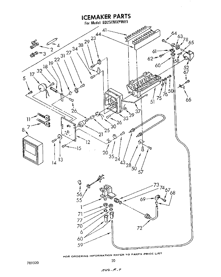 ICE MAKER Diagram and Parts List for ED25EMXPWR1  Whirlpool Refrigerator