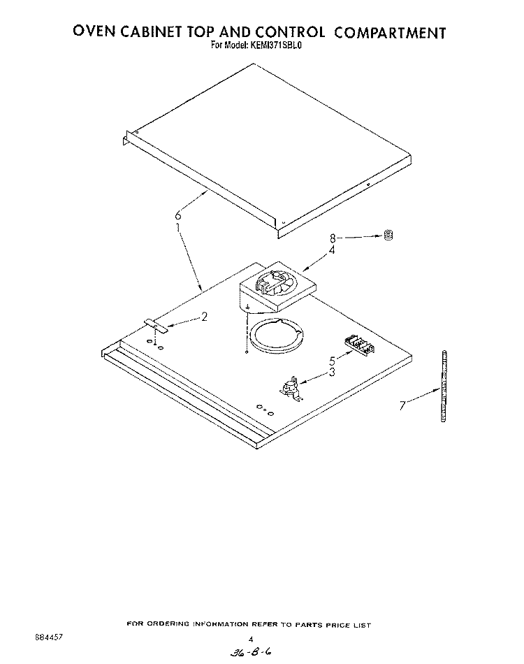 OVEN CABINET TOP AND CONTROL COMPAR Diagram and Parts List for KEMI371SBL0  KitchenAid Microwave Oven Combo