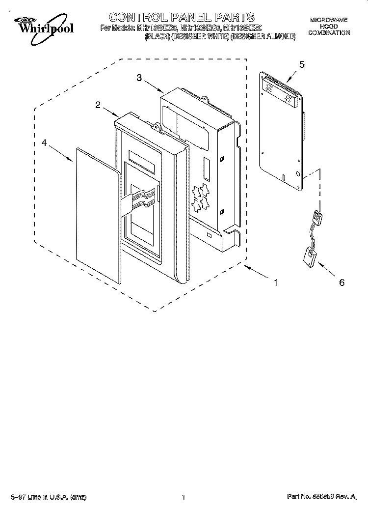 CONTROL PANEL Diagram and Parts List for MH7130XEB0  Whirlpool Microwave