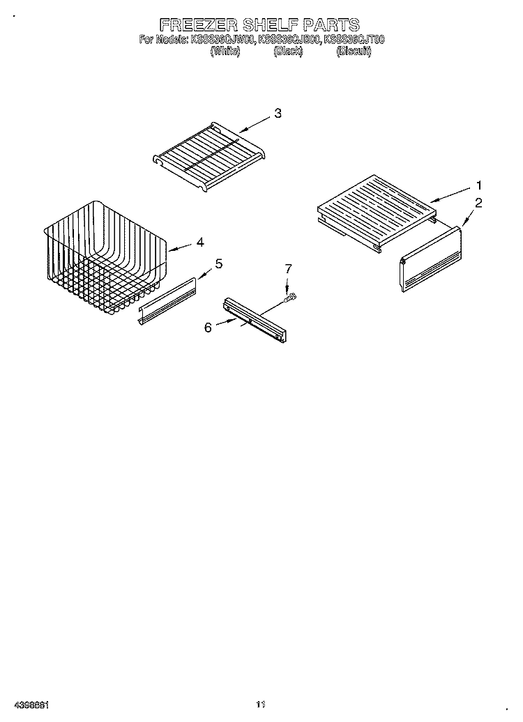 FREEZER SHELF Diagram and Parts List for KSSS36QJT00  KitchenAid Refrigerator