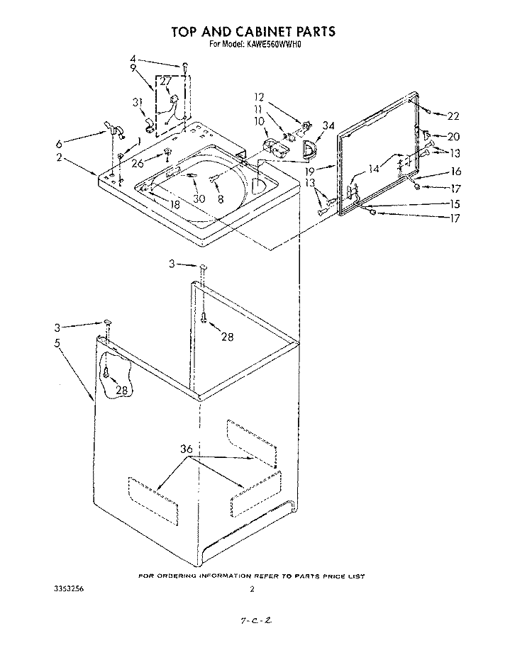 TOP AND CABINET , LITERATURE AND OPTIONAL Diagram and Parts List for KAWE560WWH0  Whirlpool Washer