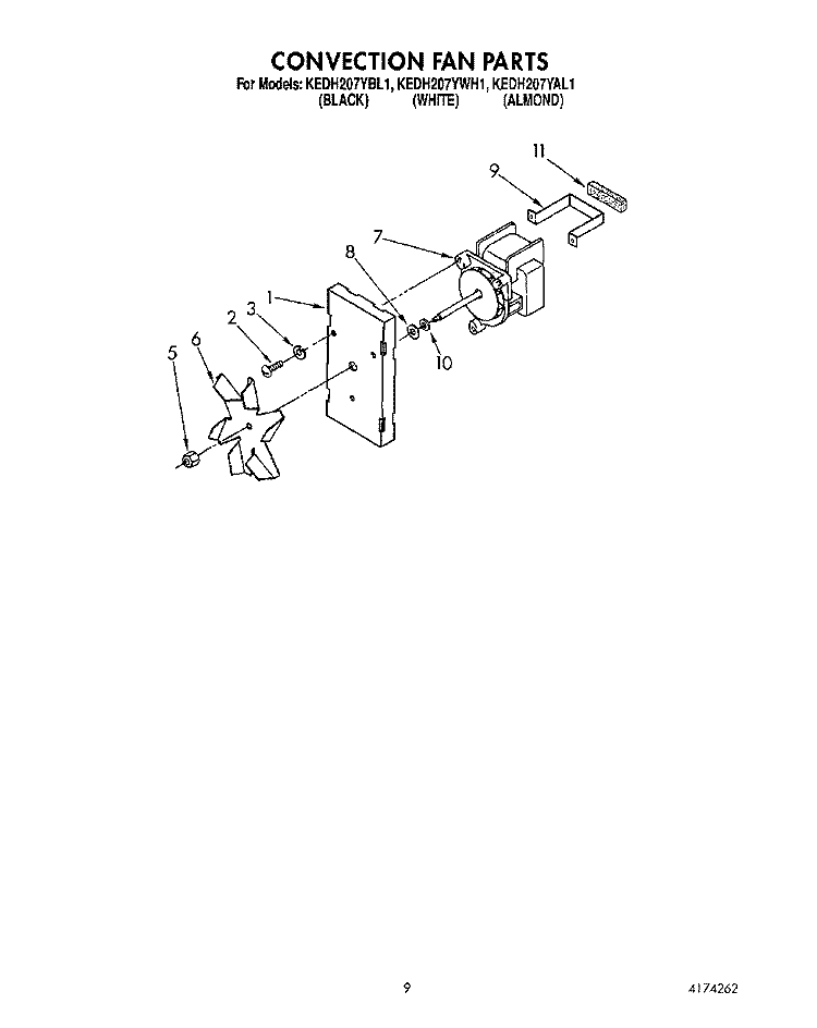 CONVECTION FAN Diagram and Parts List for KEDH207YBL1  KitchenAid Range