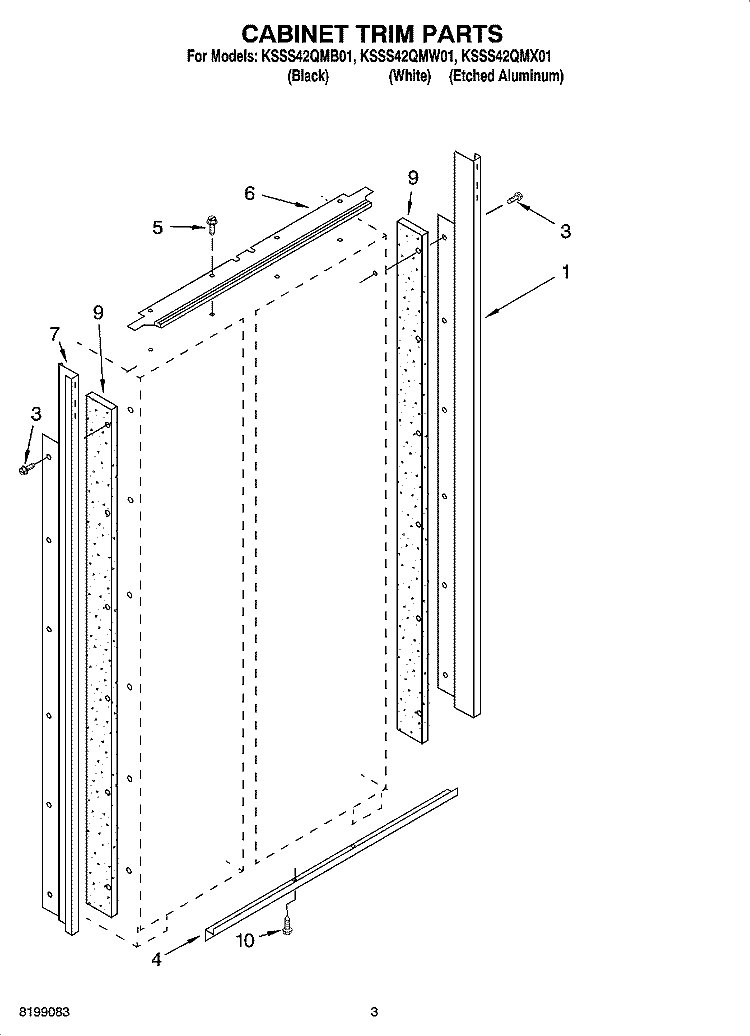 CABINET TRIM PARTS Diagram and Parts List for KSSS42QMX01  KitchenAid Refrigerator