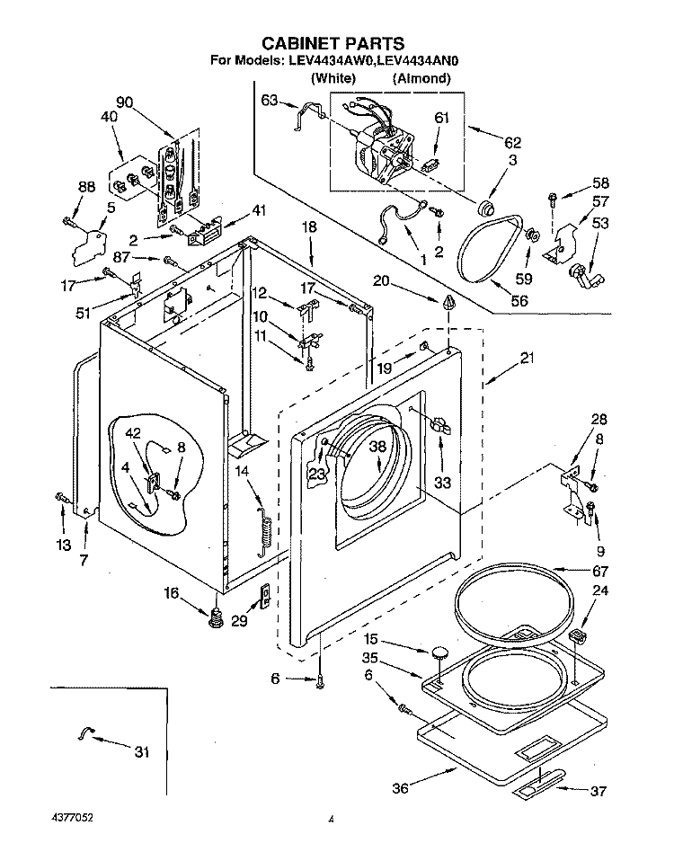 SECTION Diagram and Parts List for LEV4434AN0  Whirlpool Dryer