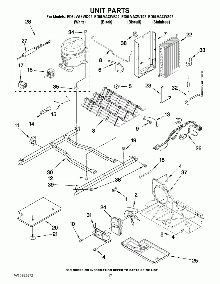 UNIT PARTS Diagram and Parts List for ED5LVAXWB02  Whirlpool Refrigerator