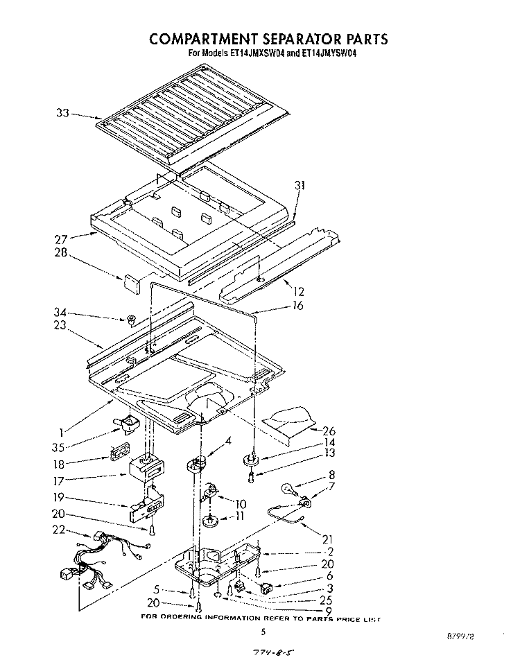 COMPARTMENT SEPARATOR Diagram and Parts List for ET14JMXSW04  Whirlpool Refrigerator