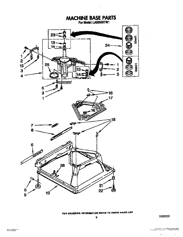 MACHINE BASE Diagram and Parts List for LA5600XTG1  Whirlpool Washer