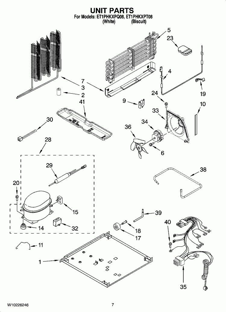 UNIT PARTS Diagram and Parts List for ET1PHKXPT08  Whirlpool Refrigerator