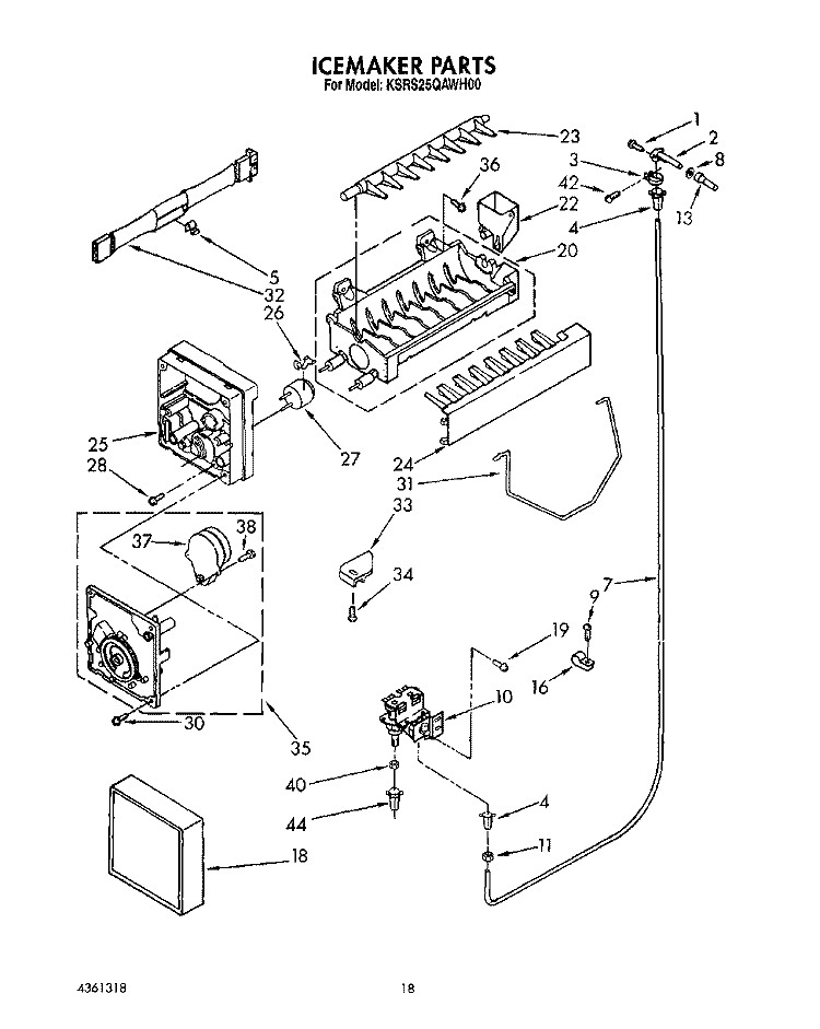 ICEMAKER Diagram and Parts List for KSRS25QAWH00  KitchenAid Refrigerator