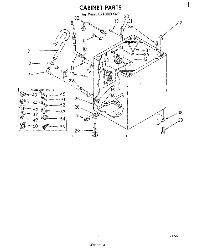 CABINET Diagram and Parts List for CA1300XKW0  Whirlpool Washer