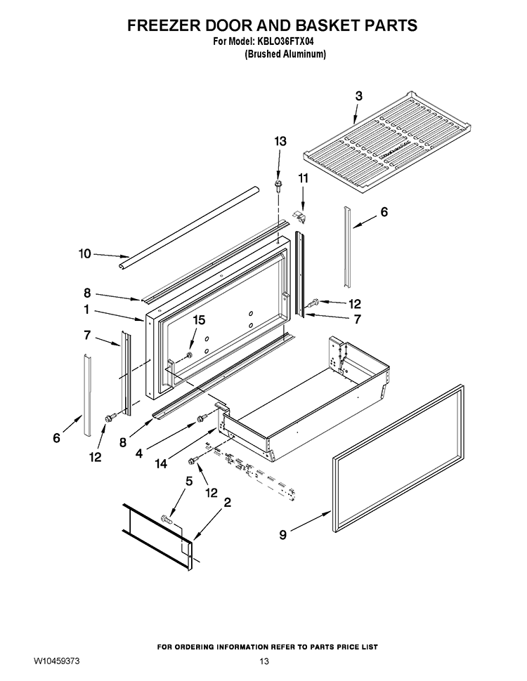 FREEZER DOOR AND BASKET PARTS Diagram and Parts List for KBLO36FTX04  KitchenAid Refrigerator