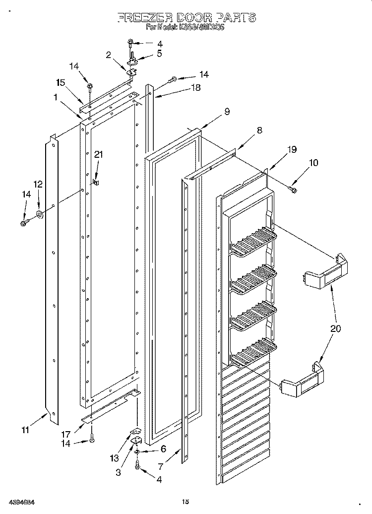FREEZER DOOR Diagram and Parts List for KSSS48MDX05  KitchenAid Refrigerator