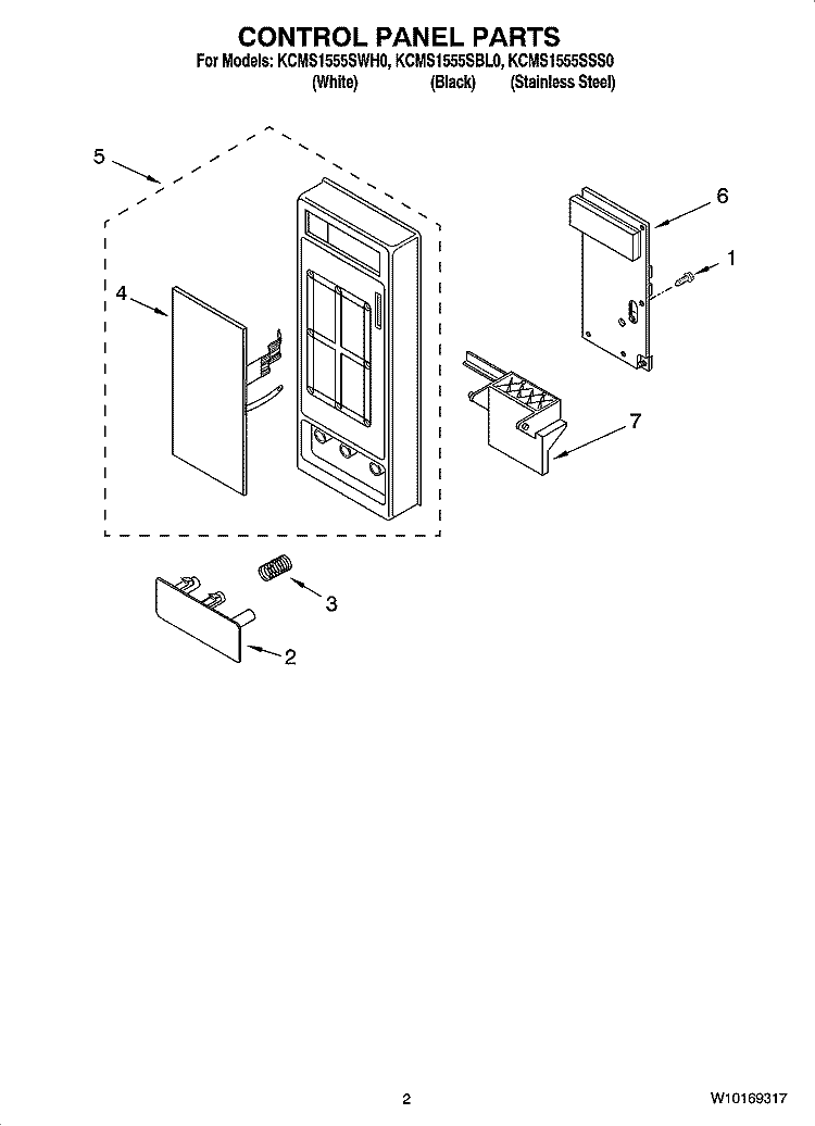 CONTROL PANEL PARTS Diagram and Parts List for KCMS1555SBL0  KitchenAid Microwave