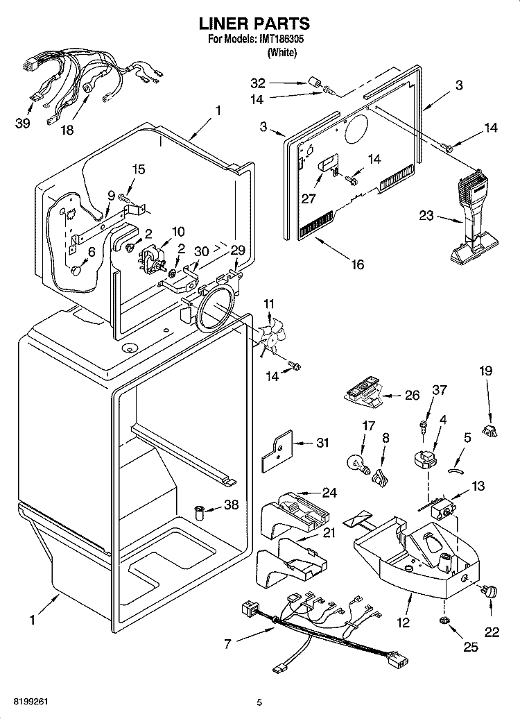 LINER PARTS Diagram and Parts List for IMT186305  Inglis Refrigerator