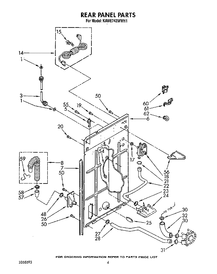 REAR PANEL Diagram and Parts List for KAWE742WAL1  KitchenAid Washer