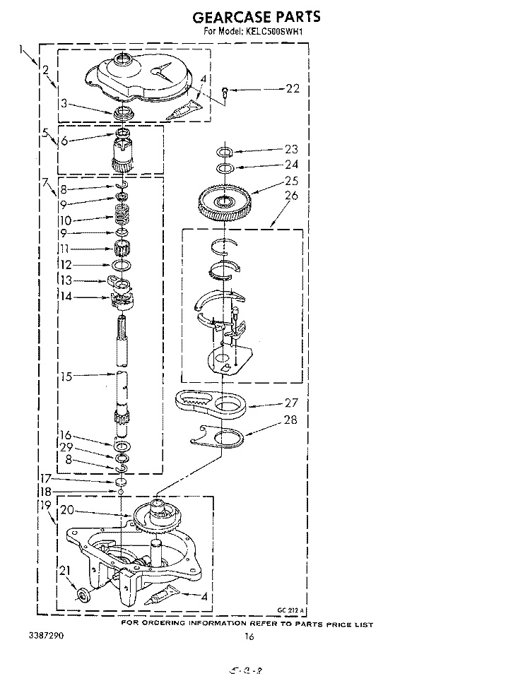 GEARCASE Diagram and Parts List for KELC500SWH1  KitchenAid Washer Dryer Combo