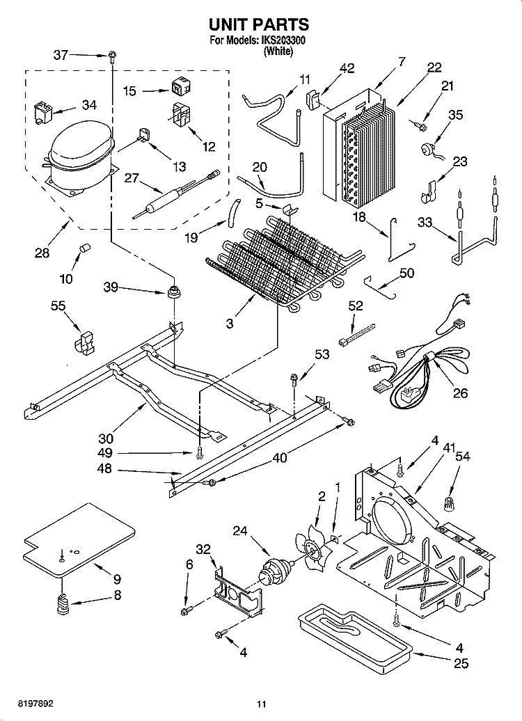 UNIT PARTS Diagram and Parts List for IKS203300  Inglis Refrigerator