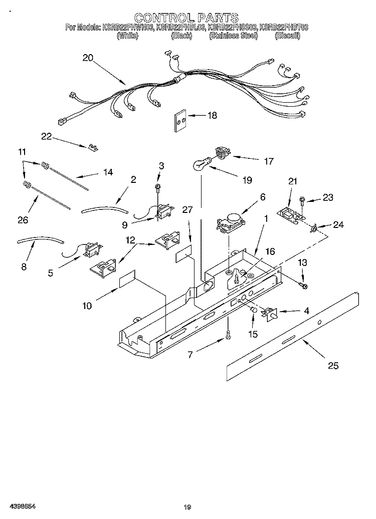 CONTROL, OPTIONAL Diagram and Parts List for KSRB22FHBL03  KitchenAid Refrigerator