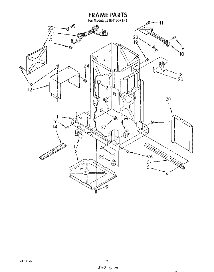 FRAME Diagram and Parts List for JJTU4100XTP1  Whirlpool Trash Compactor