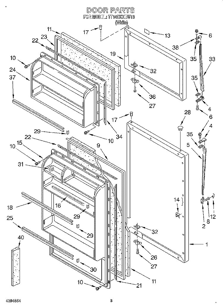 DOOR Diagram and Parts List for TT14DKXEW13  Estate Refrigerator