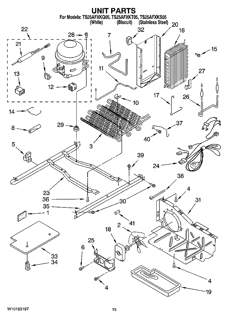 UNIT PARTS Diagram and Parts List for TS25AFXKT05  Estate Refrigerator