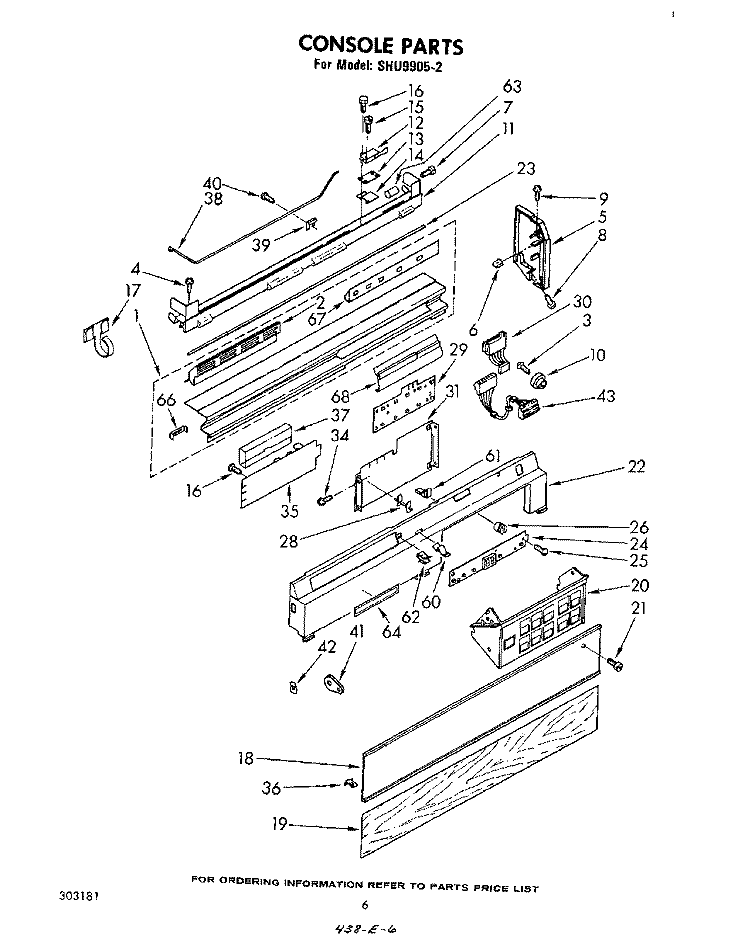 CONSOLE Diagram and Parts List for SHU99052  Whirlpool Dishwasher