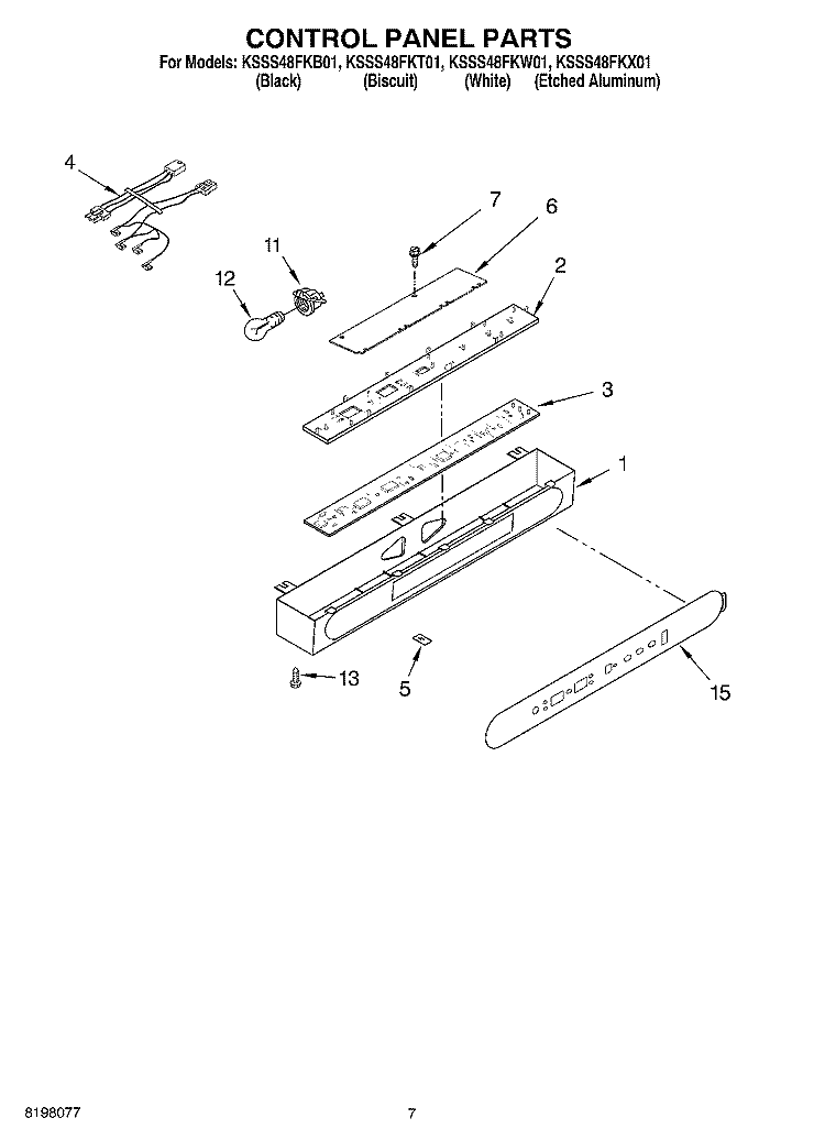 CONTROL PANEL Diagram and Parts List for KSSS48FKW01  KitchenAid Refrigerator
