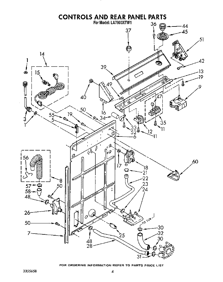 CONTROLS AND REAR PANEL Diagram and Parts List for LA7900XTW1  Whirlpool Washer