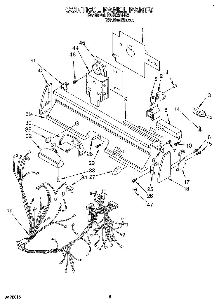 CONTROL PANEL, LIT/OPTIONAL Diagram and Parts List for KUDD23HY2  KitchenAid Dishwasher