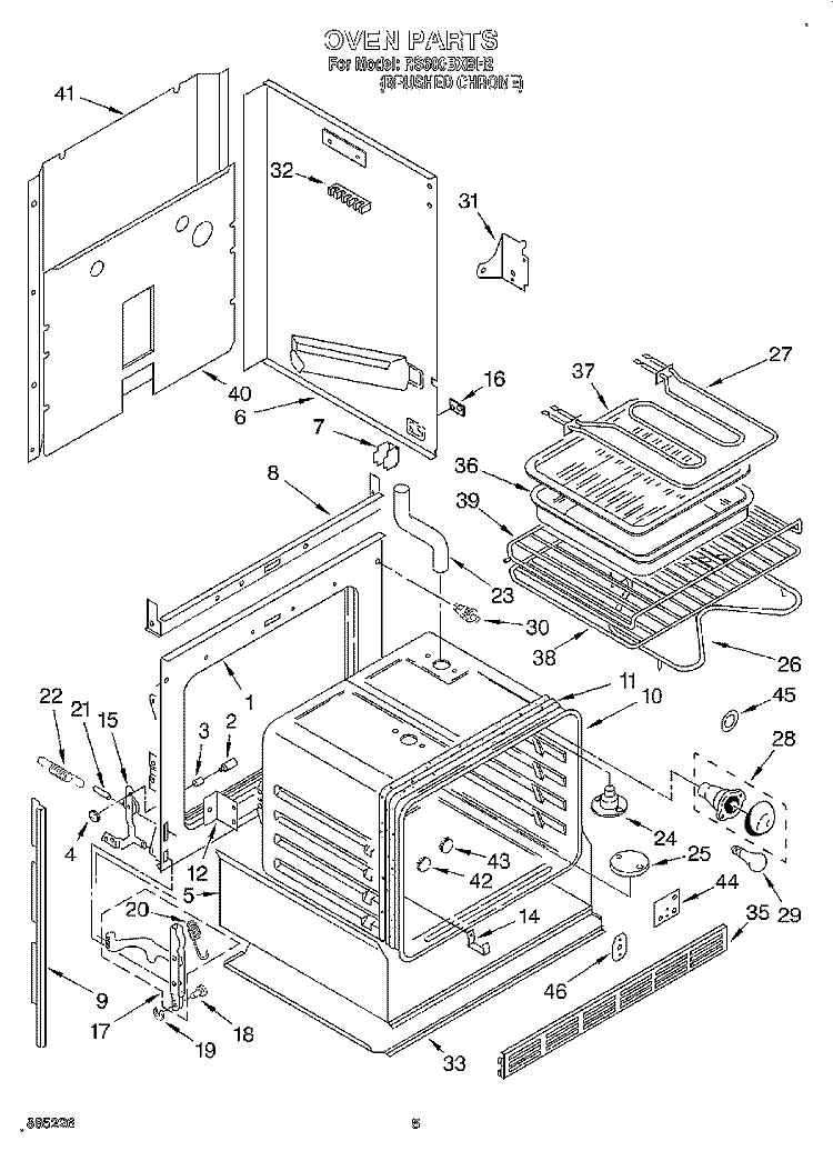 OVEN Diagram and Parts List for RS600BXBH2  Whirlpool Range