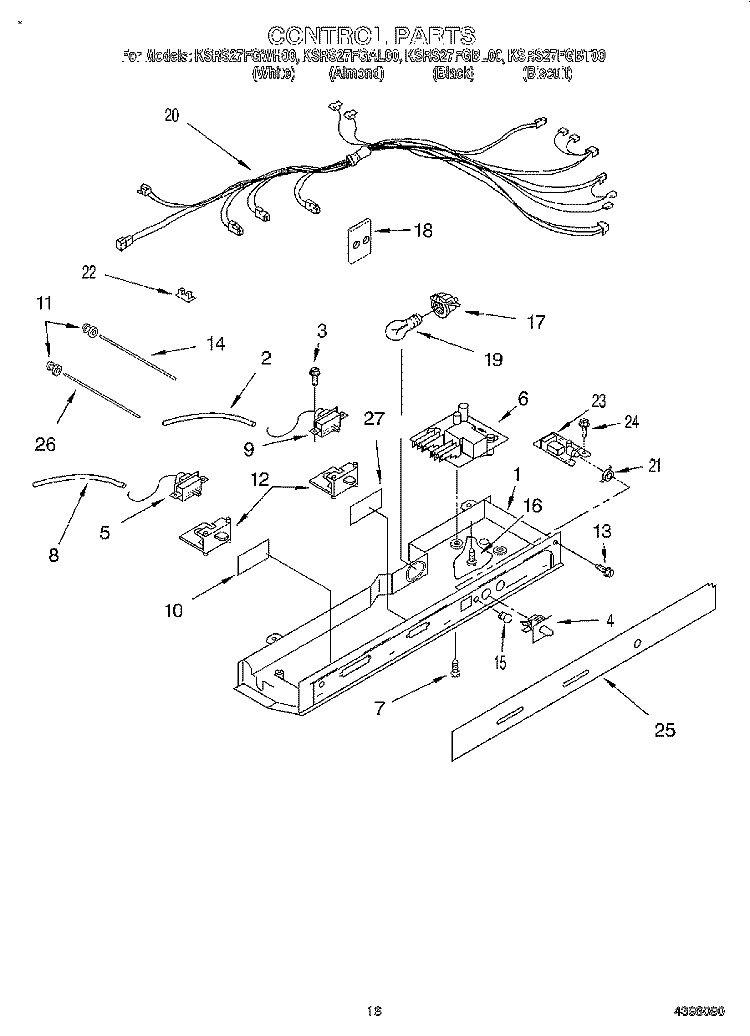 CONTROL Diagram and Parts List for KSRS27FGAL00  KitchenAid Refrigerator