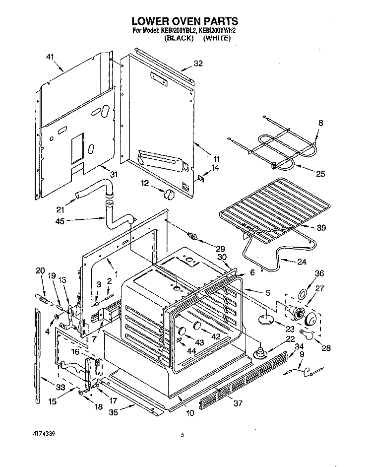 LOWER OVEN Diagram and Parts List for KEBI200YBL2  KitchenAid Wall Oven
