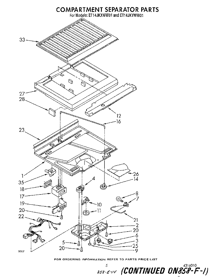 COMPARTMENT SEPARATOR Diagram and Parts List for ET14JKXWN01  Whirlpool Refrigerator