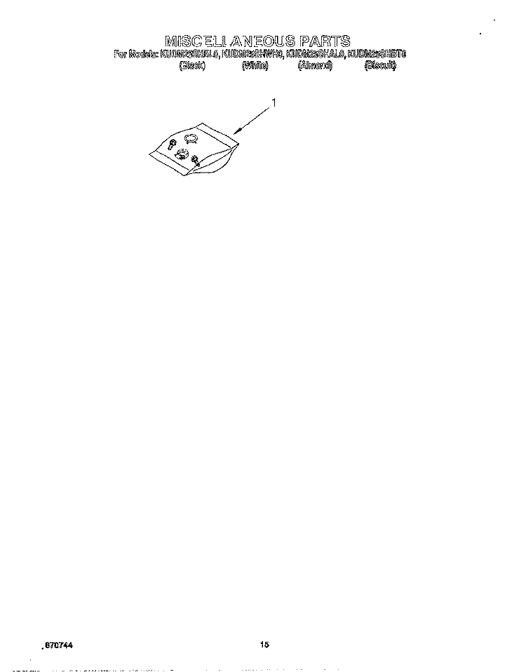 MISCELLANEOUS, LIT/OPTIONAL Diagram and Parts List for KUDM25SHBL0  KitchenAid Dishwasher
