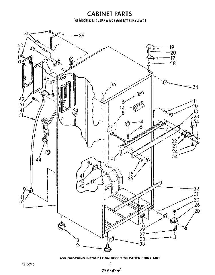 CABINET Diagram and Parts List for ET18JKXWF01  Whirlpool Refrigerator