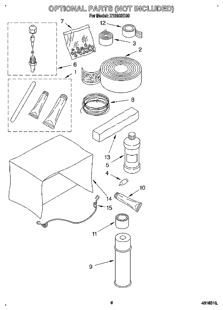 OPTIONAL Diagram and Parts List for X12002D00  Roper Air Conditioner