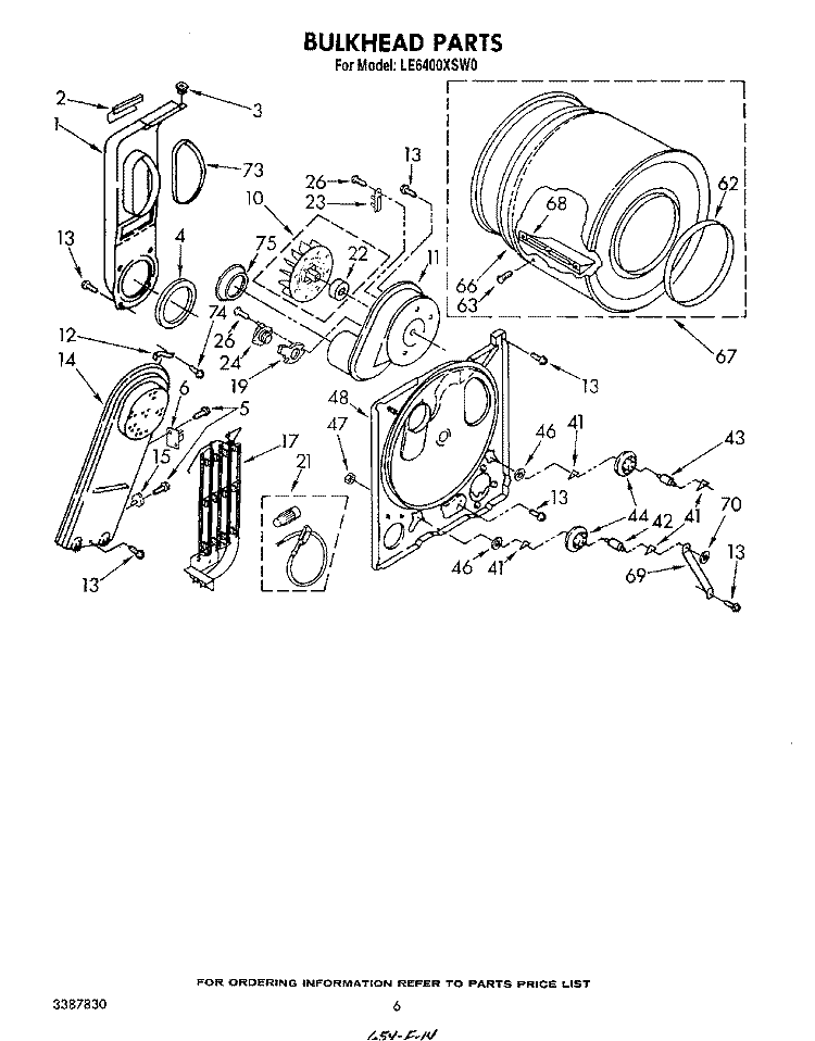 SECTION Diagram and Parts List for LE6400XSW0  Whirlpool Dryer