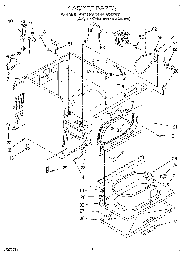 CABINET Diagram and Parts List for KGYS750GQ0  KitchenAid Dryer