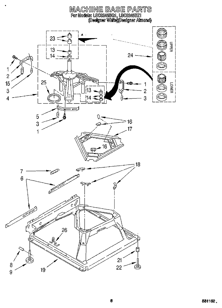 MACHINE BASE Diagram and Parts List for LSC9245BZ1  Whirlpool Washer