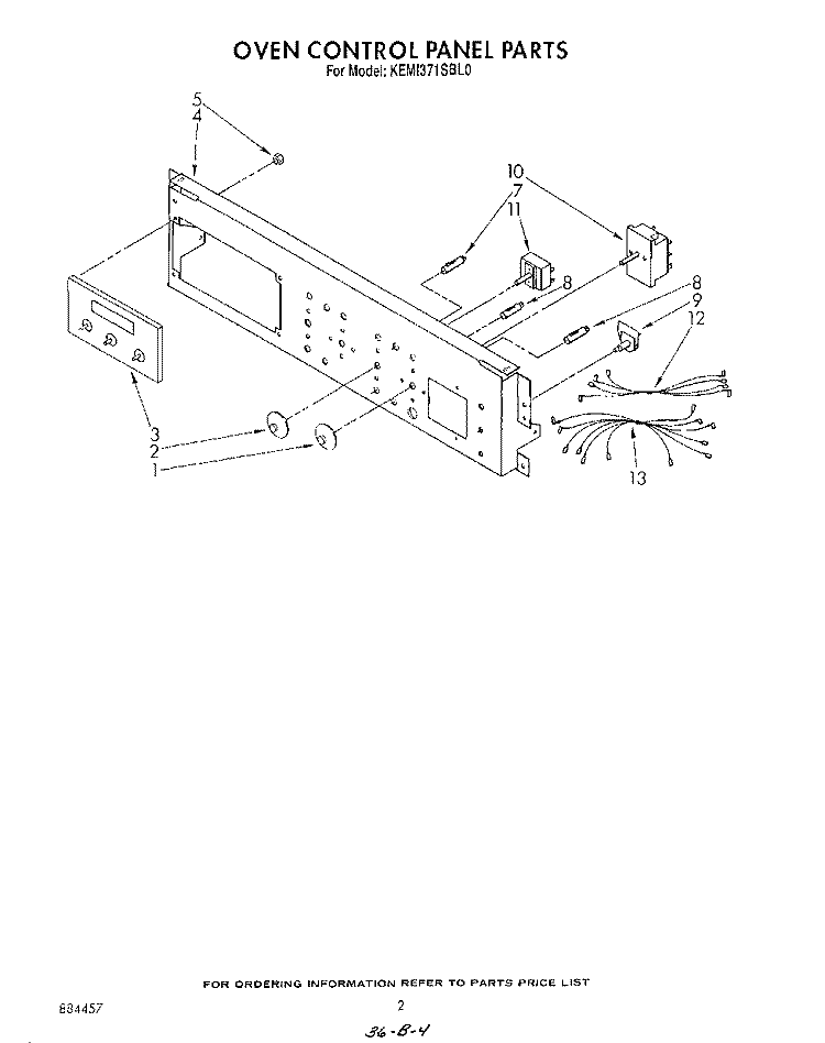 OVEN CONTROL PANEL Diagram and Parts List for KEMI371SBL0  KitchenAid Microwave Oven Combo