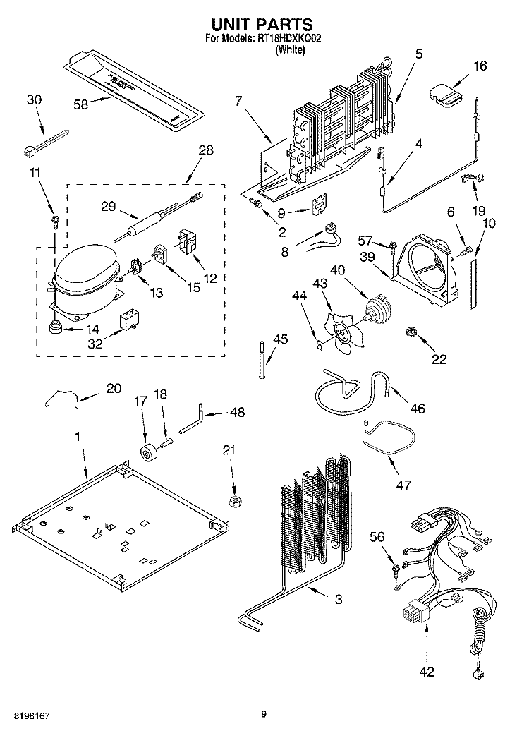 UNIT, OPTIONAL Diagram and Parts List for RT18HDXKQ02  Roper Refrigerator