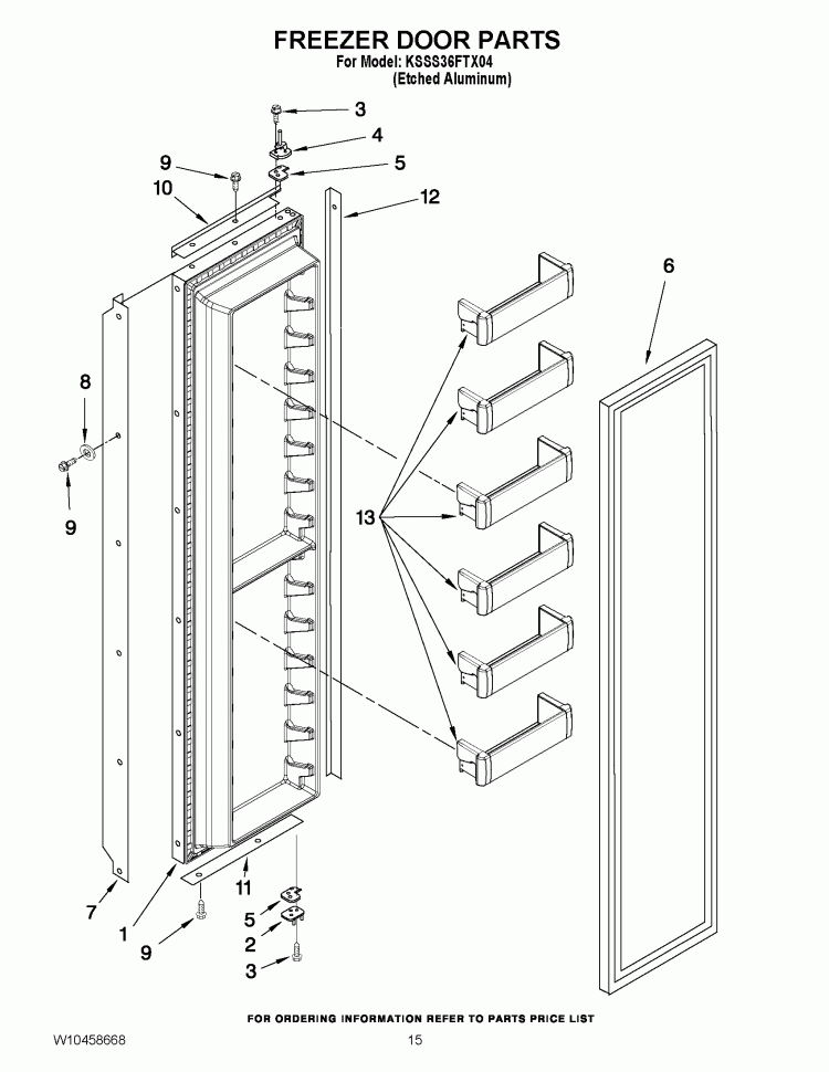 FREEZER DOOR PARTS Diagram and Parts List for KSSS36FTX04  KitchenAid Refrigerator