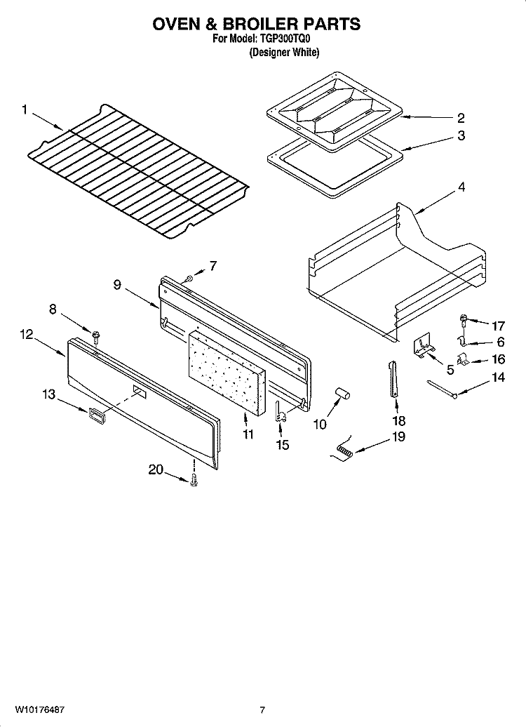OVEN & BROILER PARTS Diagram and Parts List for TGP300TQ0  Estate Range